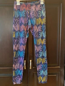 Cat & Jack Girl's Leggings ~ Large 10/12 ~ Navy with LOVE design ~ pre owned - Picture 1 of 3