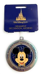 Disney World 50th Anniversary Mickey Park Icons Spinning  Holiday Ornament NEW