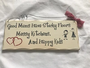 Shabby Chic Wooden Plaque Sign, Good Mum Mummy Mother’s Day Quote - Picture 1 of 1