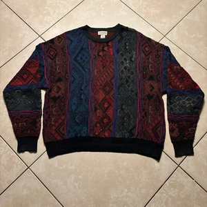 Vintage 90s Alfani Coogi Style 3D Knit Textured Pullover Sweater XL VTG Italy - Picture 1 of 9