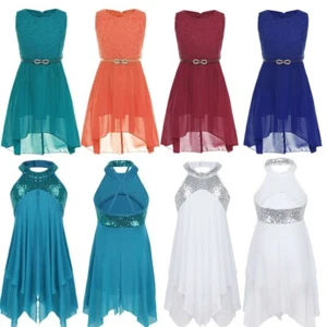 Kids Girls Rhinestone Dress Romper Dresses Pageant Bridesmaid Formal Maxi Gowns - Picture 1 of 50