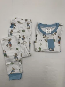 Pottery Barn Kids Peter Rabbit Pajama 2 Piece Size 8 White #9600V - Picture 1 of 3