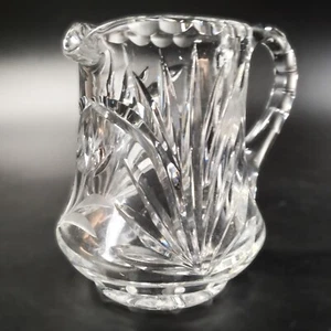 Clear Crystal Creamer Cut Fans with Floral Front Notched Edges and Handle - Picture 1 of 12