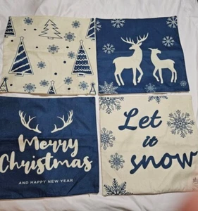 "Juego de 4 fundas de almohada blancas azul nieve azul nieve de 18"" x 18" - Imagen 1 de 6