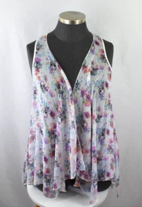 Torrid Drape Vest Plus Size 2X 18/20 White and Pink Skull Floral with Lace Back - Picture 1 of 8