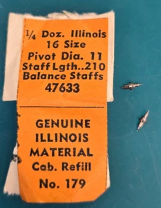 1 x New Illinois 16s Pocket Watch Balance Staff Pivot 11 #47633 - Watchmaker - Picture 1 of 1