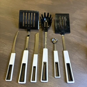 Vintage Hoan Kitchen Utensil Set Nylon Plastic White/Black 6 Pieces - Picture 1 of 12