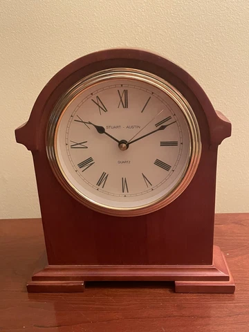 Stuart Austin Quartz Wood Clock Mantle Table Desk Cover