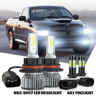 Faro LED haz alto/bajo + bombilla antiniebla 4X 6000K para Dodge Dakota 2001-2004 Foto 1 de 4