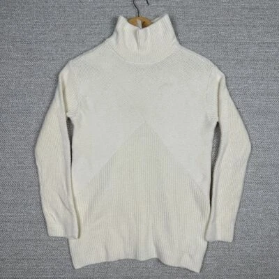 Talbots Sz PP PXS Sweater Mock Turtleneck Cream Diamond Cozy Tunic Long - Image 1 of 4