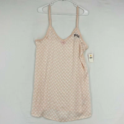 Betsey Johnson Womens Small Chemise Nightgown Mrs. Embroidery V-Neck Pink Hearts - Image 1 of 4
