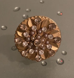 Rare Juicy Couture Crystal Gold-tone Statement Piece Cocktail Ring Size 5-7 - Picture 1 of 4