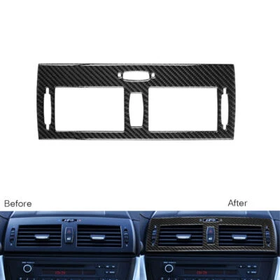 Cubierta del marco de salida de ventilación de aire de consola central de fibra de carbono para BMW X3 E83 2004-10 Foto 1 de 4