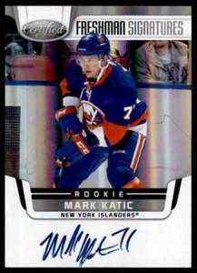 2011-12 CERTIFIED FRESHMAN SIGNATURES MARK KATIC ROOKIE AUTO NEW YORK ISLANDERS