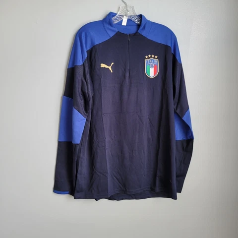 Puma Men Italy FIGC 1/4 Zip Training Shirt Jacket Drycell Large Blue NWT Cover