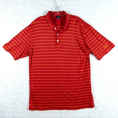 Camisa polo de golf Nike para hombre grande roja Dri Fit a rayas activa manga corta 198603 Foto 1 de 4