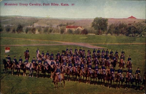 Fort Riley,KS Mounted Troop Cavalry Kansas Postcard - Picture 1 of 2