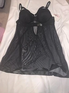 Sexy ropa de dormir negra para mujer Jessica Simpson talla M ver a través Nuevo con etiquetas - Imagen 1 de 6