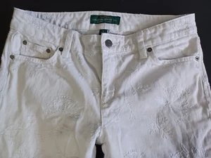 Lauren Ralph Lauren weiße Damenjeans 6 bestickt Blumen modern Skinny Ankle - Bild 1 von 24