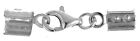 Pair Sterling Silver 925 Folding Crimp End With Integral Carabiner Clasp, 29 Mm