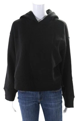 Sudadera corta de jersey con capucha dividida lateral negra talla mediana de Zara para mujer Foto 1 de 4