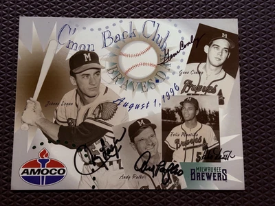 Andy Pafko Johnny Logan Gene Conley Mantilla Firmado Autógrafo 8x10 Foto Braves Foto 1 de 4