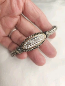 Sterling Silver And Crystal Heavy Duty Bracelet - Picture 1 of 9