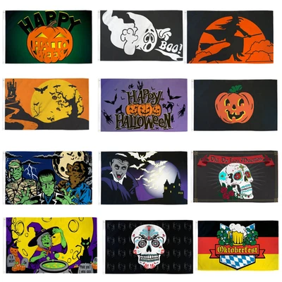 Witch Pumpkin Ghost Oktoberfest 3x5ft Halloween Holiday Variation Decor Flags - Image 1 of 2