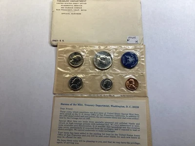 1965 Special Mint Set 5 Coins Original Packaging with Silver Kennedy 102125 61tr - Image 1 of 4