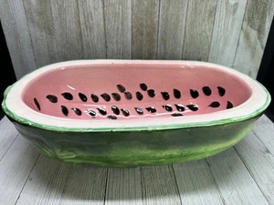 Vintage Wassermelonenförmige Servierschale Keramik Mid Century Modern Obstdekor 13,5" - Bild 1 von 13