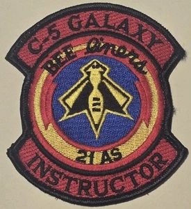 USAF 21st Airlift Squadron Patch BEE liners C-5 GALAXY INSTRUCTOR COLOR h&l NOS - Picture 1 of 4