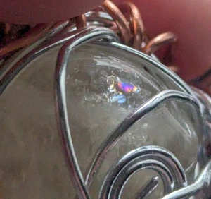 Citrine Wire Necklace With Silver and Copper Colored Wire For Joy and Prosperity - Bild 1 von 7