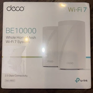 TP-Link Deco BE63 BE10000 Tri-Band Wi-Fi 7 Mesh System - 2 Pack - New! Sealed! - Picture 1 of 7