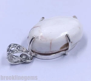 59.70 Ct Natural White Turquoise Oval Shape 925 Sterling Silver Pendant Gem 5NSD - Picture 1 of 7