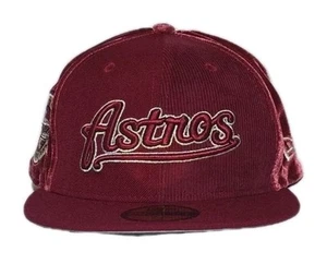 New Era 59fifty Houston Astros Corduroy/ Velvet Hat Sz 7 5/8 Cardinal Red Rare - Picture 1 of 11