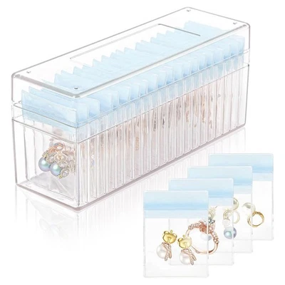 Acrilico, Organizzatore Gioielli Trasparente con 20 Sacchetti Portatili Ossidanti Cerniera3326 - Immagine 1 di 4