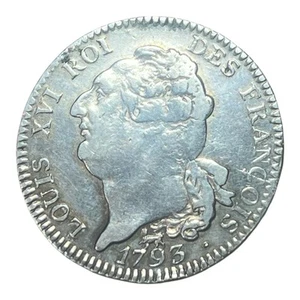 France 1793 A 1 Ecu De 6 Livres Silver Louis XVI - Picture 1 of 2