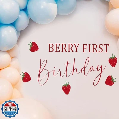 Yeysynana Berry First Birthday Wall Decal, Sweet Birthday Strawberry Party De - Image 1 of 4