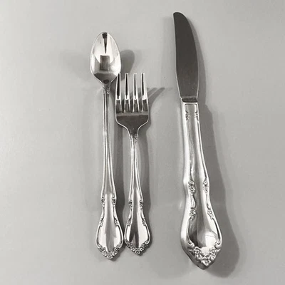3 Oneida Dover Stainless Baby Infant Youth Toddler Fork Spoon Knife Set - Image 1 of 4