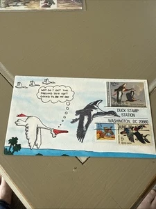 RW57 1990 Fed Duck Stamp First Day Of Issue Hand Painted Hudeck Cachet 19/78 - Picture 1 of 4