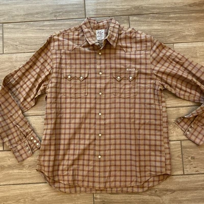 Camisa marrón a presión Lucky Brand Western Pearl XL Rockabilly Rodeo Foto 1 de 4