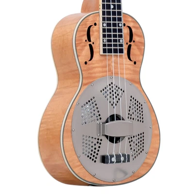 Ukelele resonador de arce rizado tono dorado escala de concierto - caja abierta Foto 1 de 4