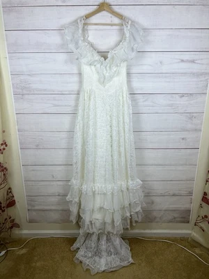 Винтажное женское платье Nadine размер 11 белое длина пола без рукавов плиссированное официальное - Изображение 1 из 4