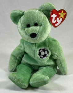 TY Beanie Baby Kicks Bear 1998/1999 Soccer Plush w/ Tag PVC Pellets Tag Errors - Picture 1 of 14
