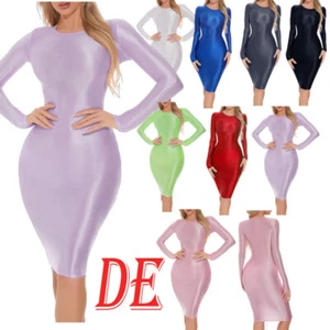 DE Damen Nylon Kleid Durchsichtig Langarm Minikleid Erotische Dessous Unterkleid - Picture 1 of 87