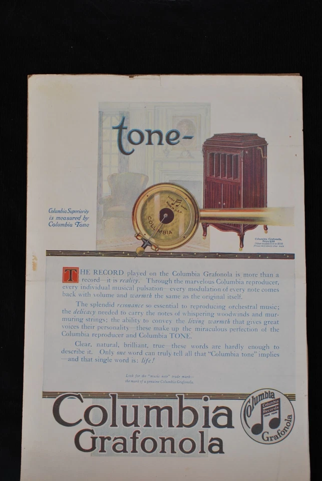 Antique Columbia Grafonola Advertisement For Record Reproducer Magazine Issue - Image 1 of 4
