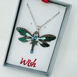 Libelle blau türkis 50 mm quer Halskette Anhänger Schmuck Geschenkbox - Bild 1 von 4
