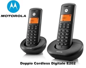 TELEFONO CORDLESS DOPPIO E202 MOTOROLA NERO - Foto 1 di 1