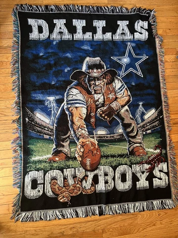 VTG DALLAS COWBOYS Woven Throw Blanket NFL Tapestry Cover