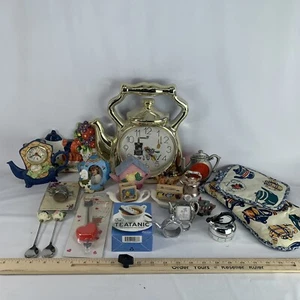 Teapot Collector Huge Gift Lot Clock Picture Frame Decor Spoons Teatanic Stamps - Picture 1 of 14